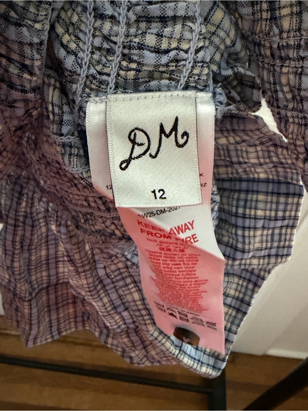 Damson Madder Blue Plaid Smocked Button-Front Blouse - Picture 3 of 4